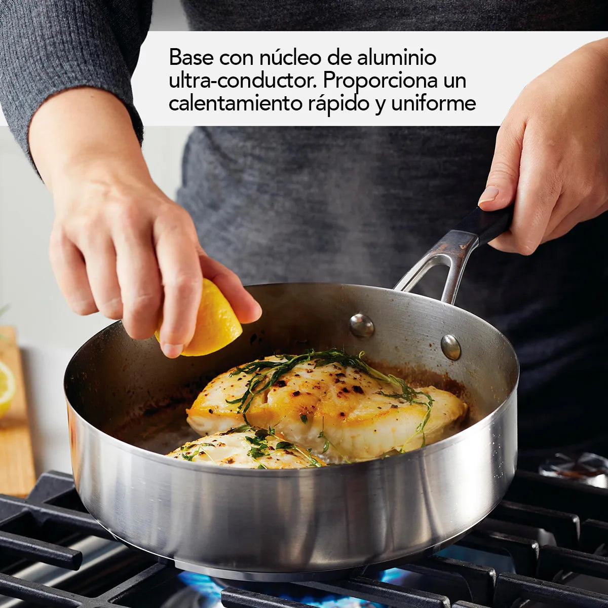 Batería 10Pzs, acero inoxidable, placa de inducción, KitchenAid.