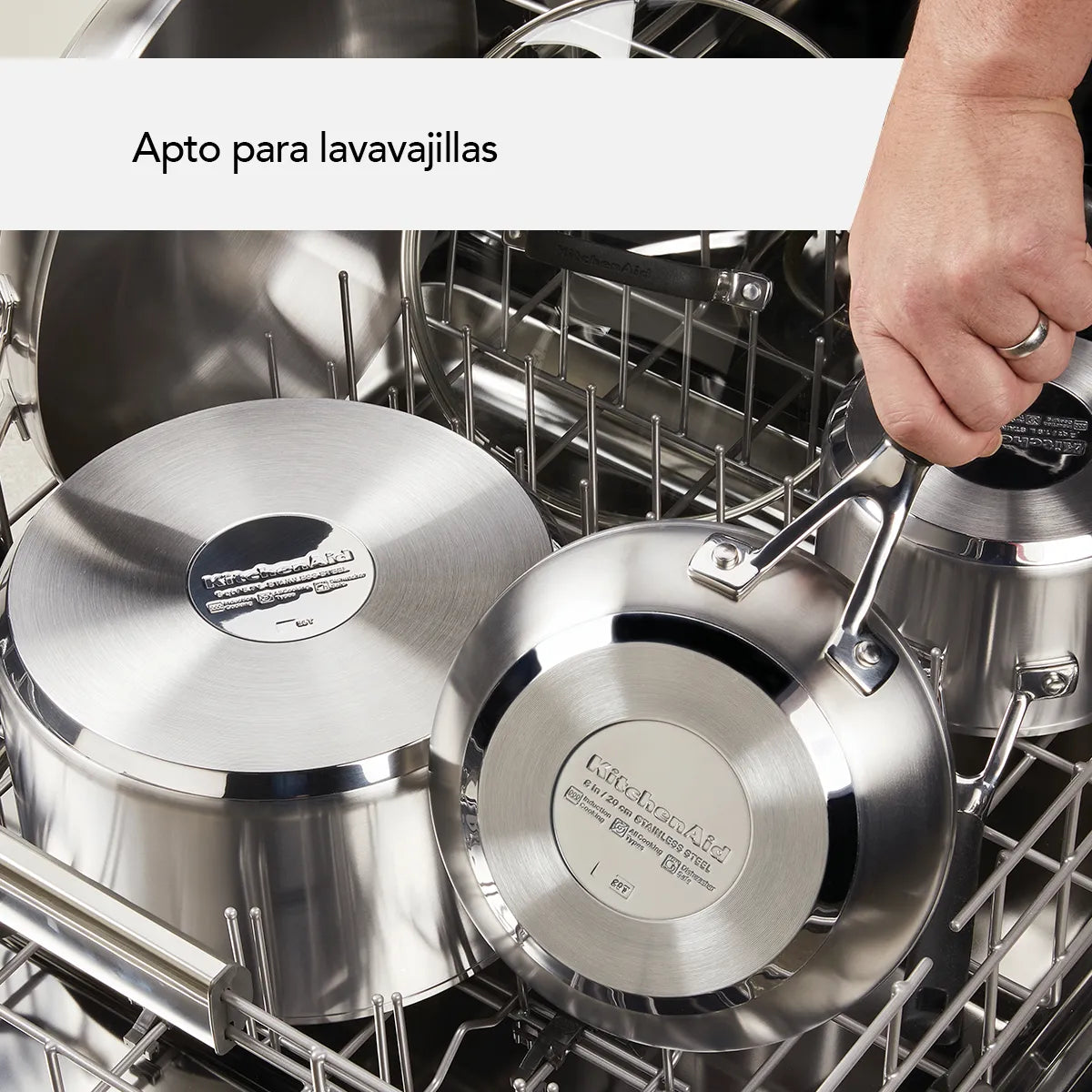 Batería 10Pzs, acero inoxidable, placa de inducción, KitchenAid.