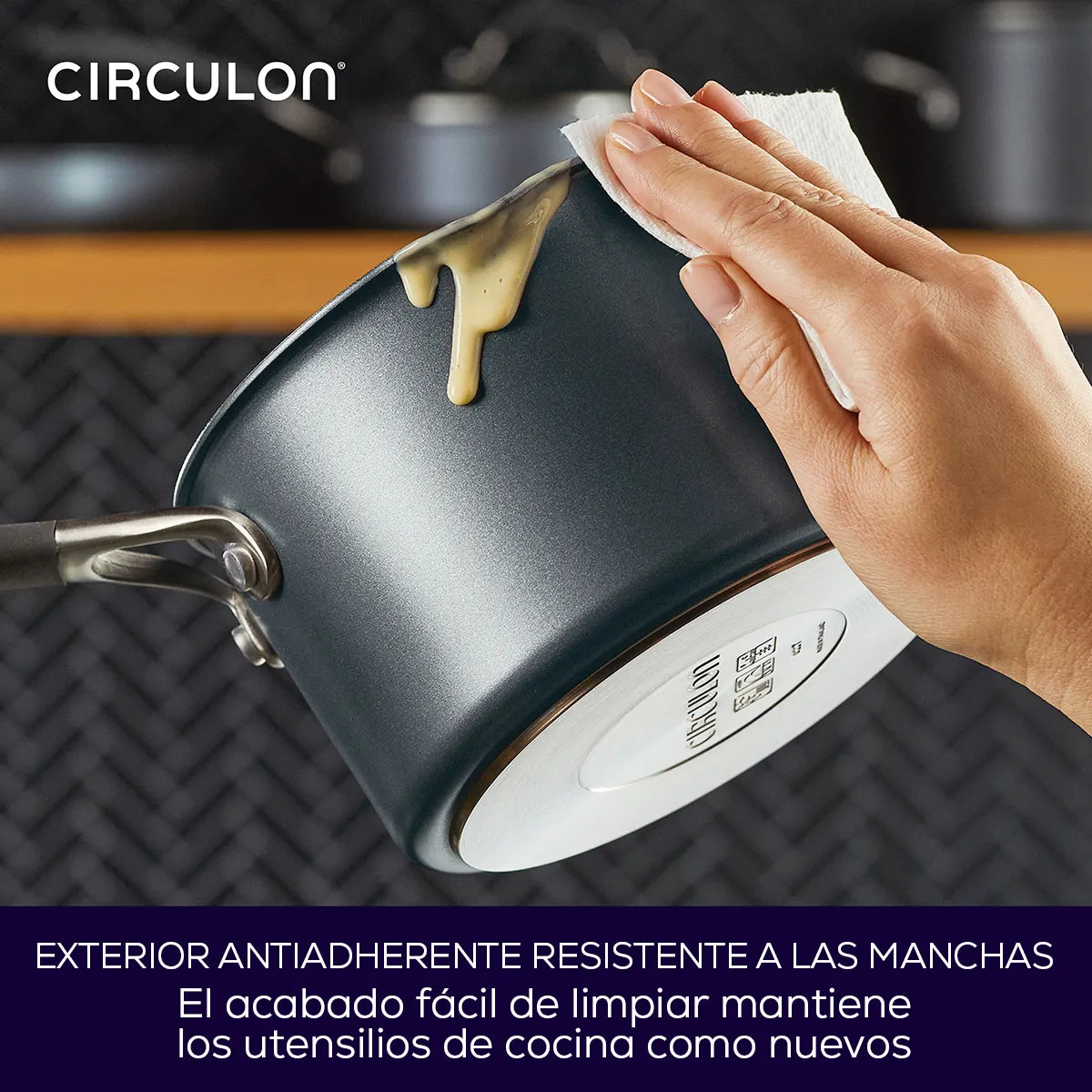Bateria de cocina 8Pzs antiadherente, placa de inducción, Circulon, gris grafito