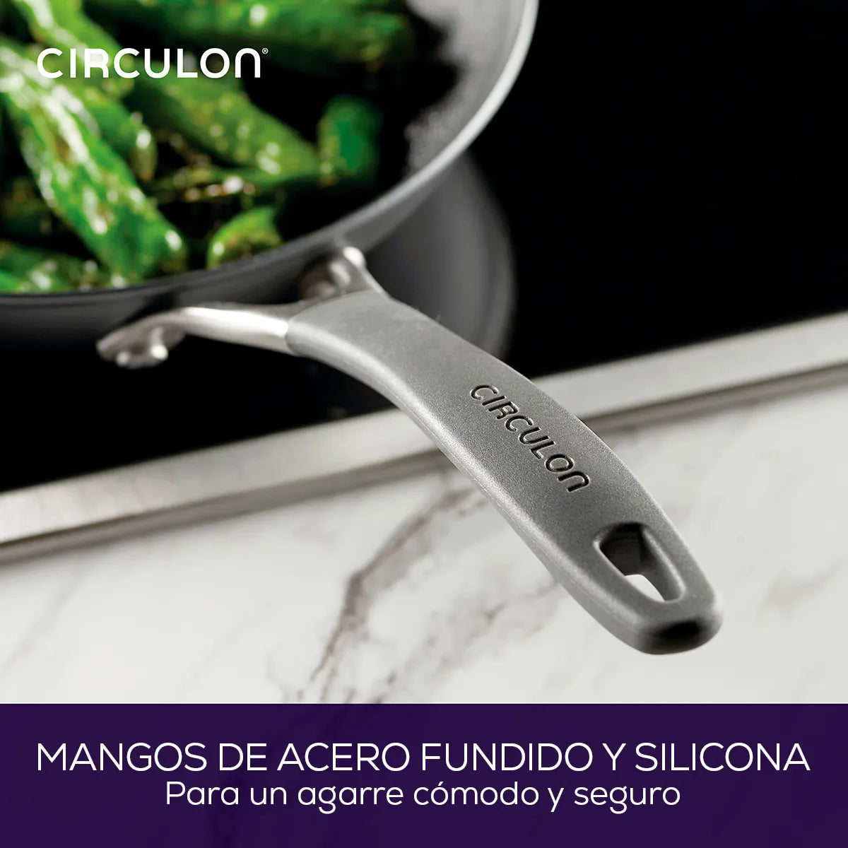 Bateria de cocina 8Pzs antiadherente, placa de inducción, Circulon, gris grafito