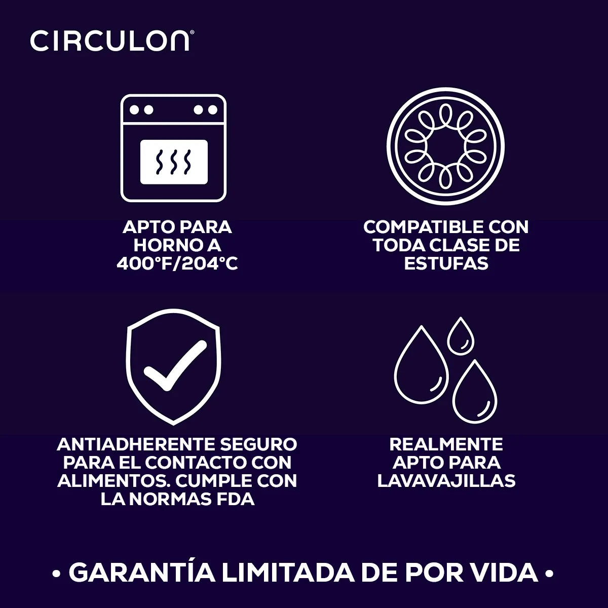 Bateria de cocina 8Pzs antiadherente, placa de inducción, Circulon, gris grafito