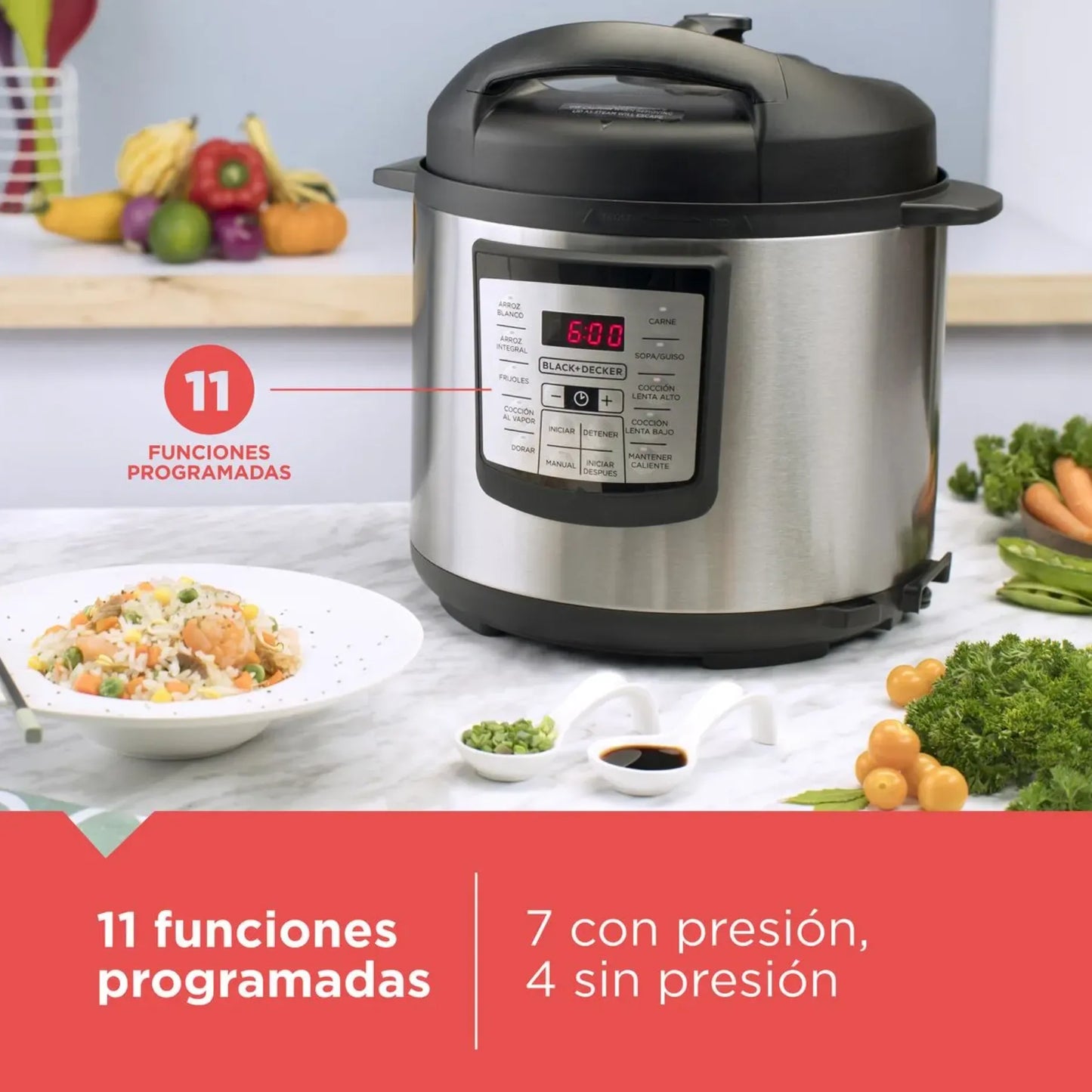 Olla Eléctrica Black+decker Digital De 6 Litros PR100SD