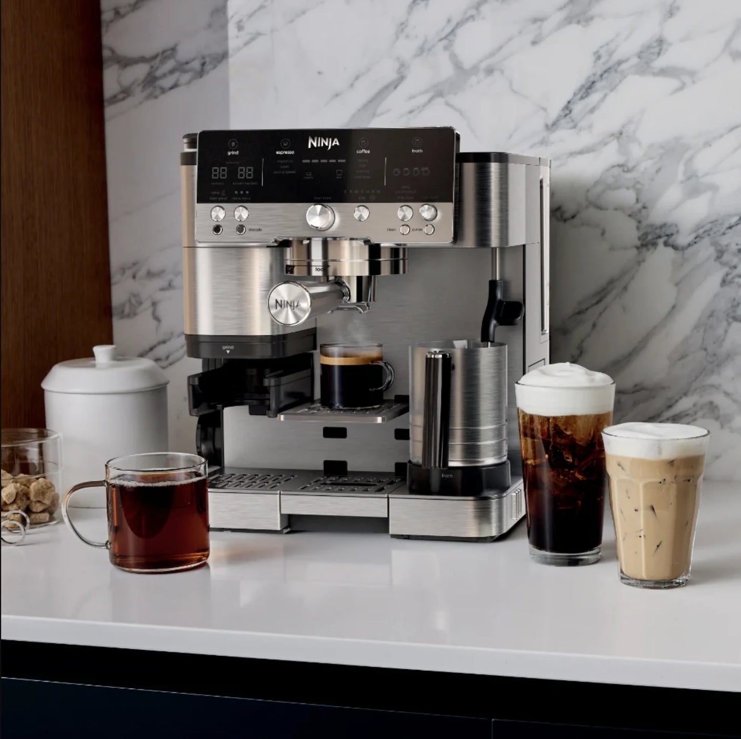 Cafetera Ninja Espresso Luxe Café ES601 3 en 1| Molinillo Integrado, Cold Brew y Espumador Automático