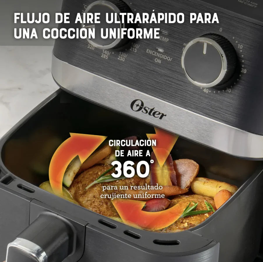 Freidora de aire manual Oster de 4L de capacidad CKSTAF401MDF